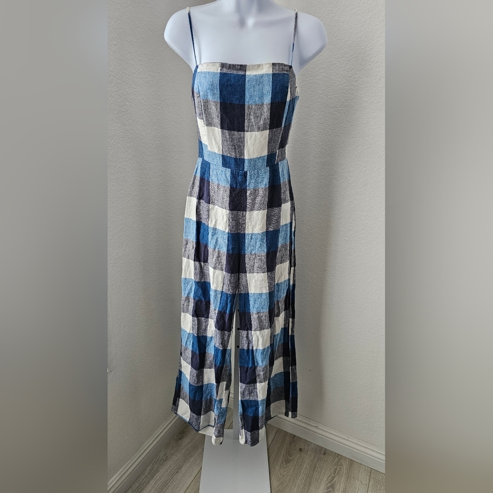 Forever 21 Large Print Plaid Summer Jumper with Sexy Criss Cross Straps - Picture 2 of 6